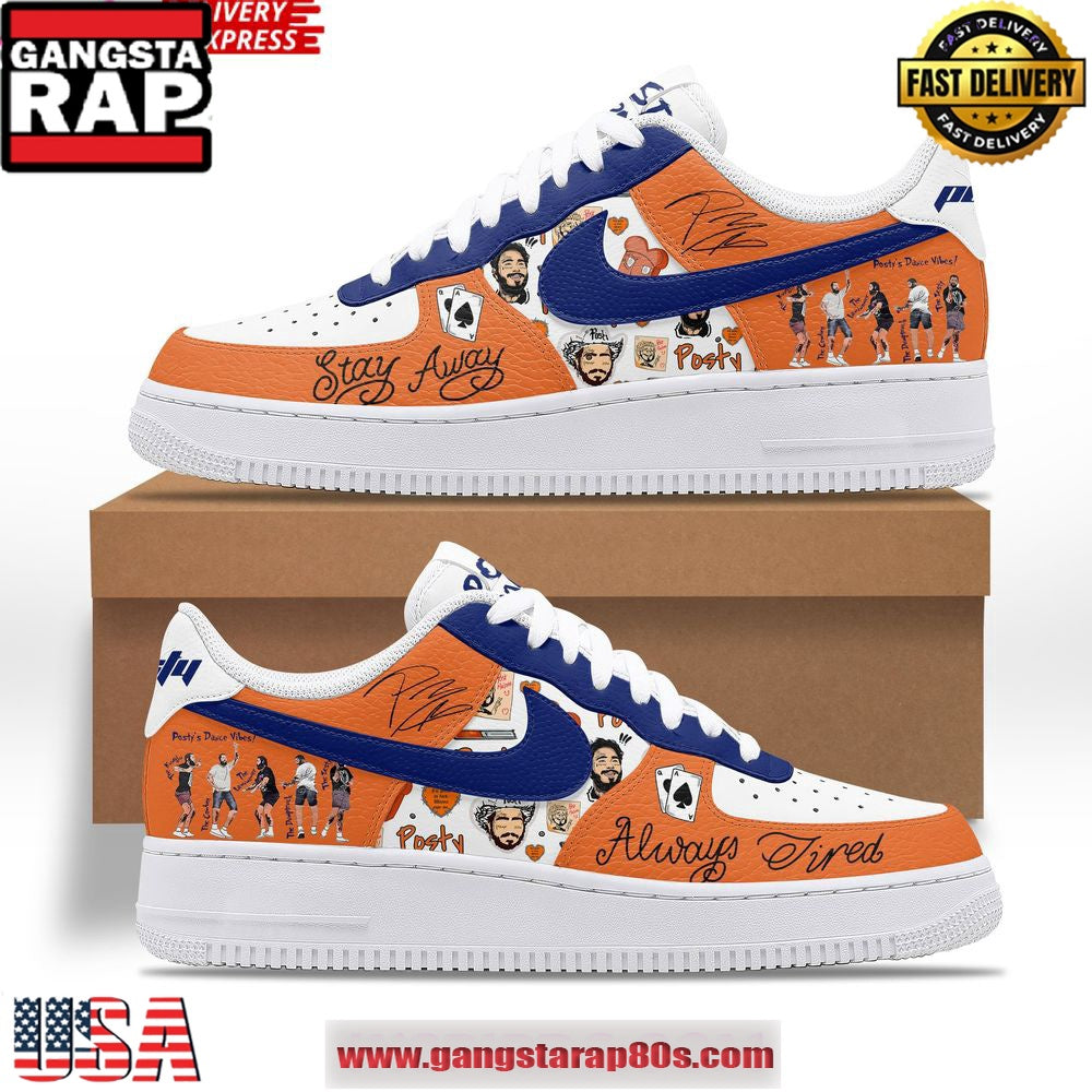 Post Malone Stay Away Always Tired Limited Air Force 1 Sneakers Shoes