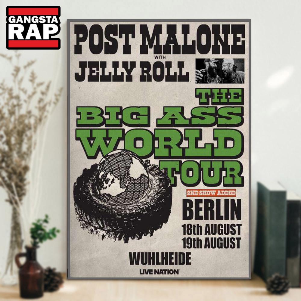 Post Malone The BIG ASS World Tour Aug 18-19 2025 in Berlin & London Poster Canvas Art