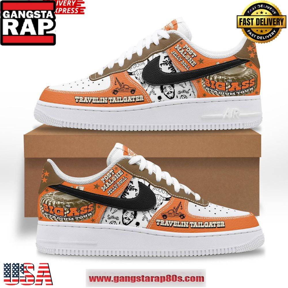 Post Malone x Jelly Roll Big Ass Stadium Tour Air Force 1 Shoes Running Sneakers
