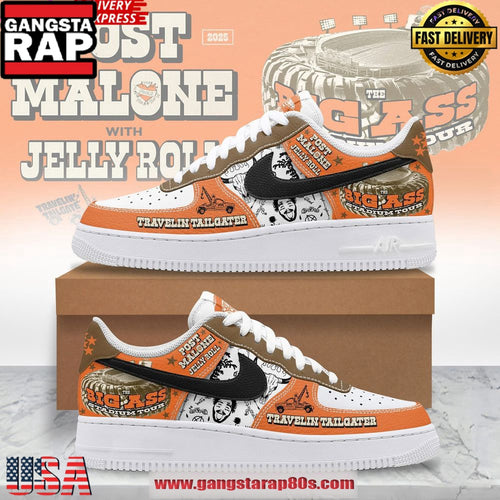 Post Malone x Jelly Roll Big Ass Stadium Tour Air Force 1 Shoes Running Sneakers