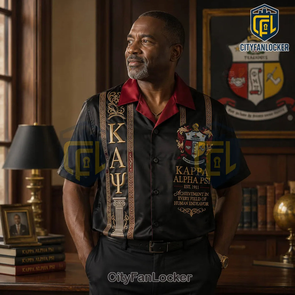 Premium Kappa Alpha Psi Fraternity Black Satin Polo Shirt