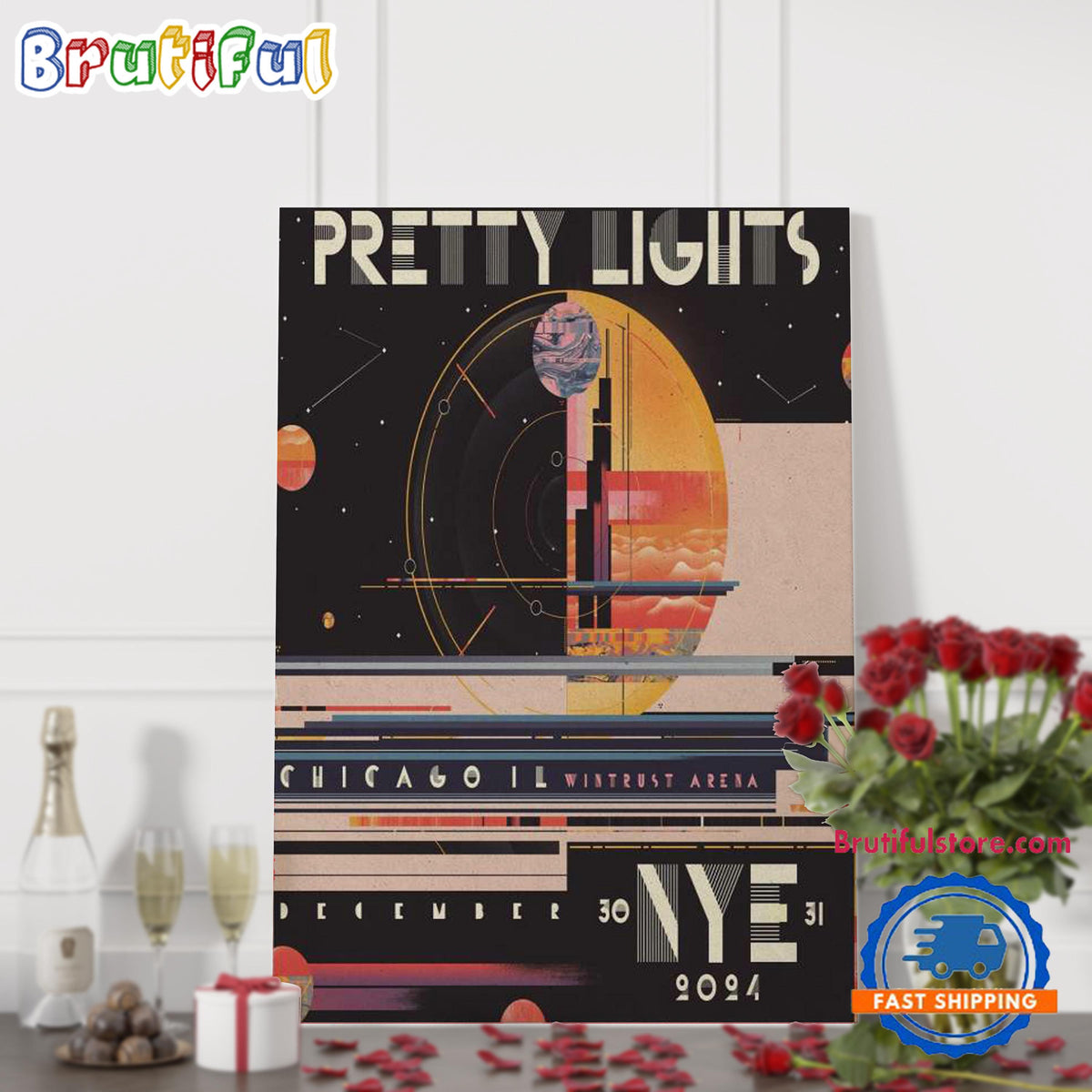 Pretty Lights Wintrust Arena Chicago, IL Dec 30-31 2024 Tour Poster Canvas Art