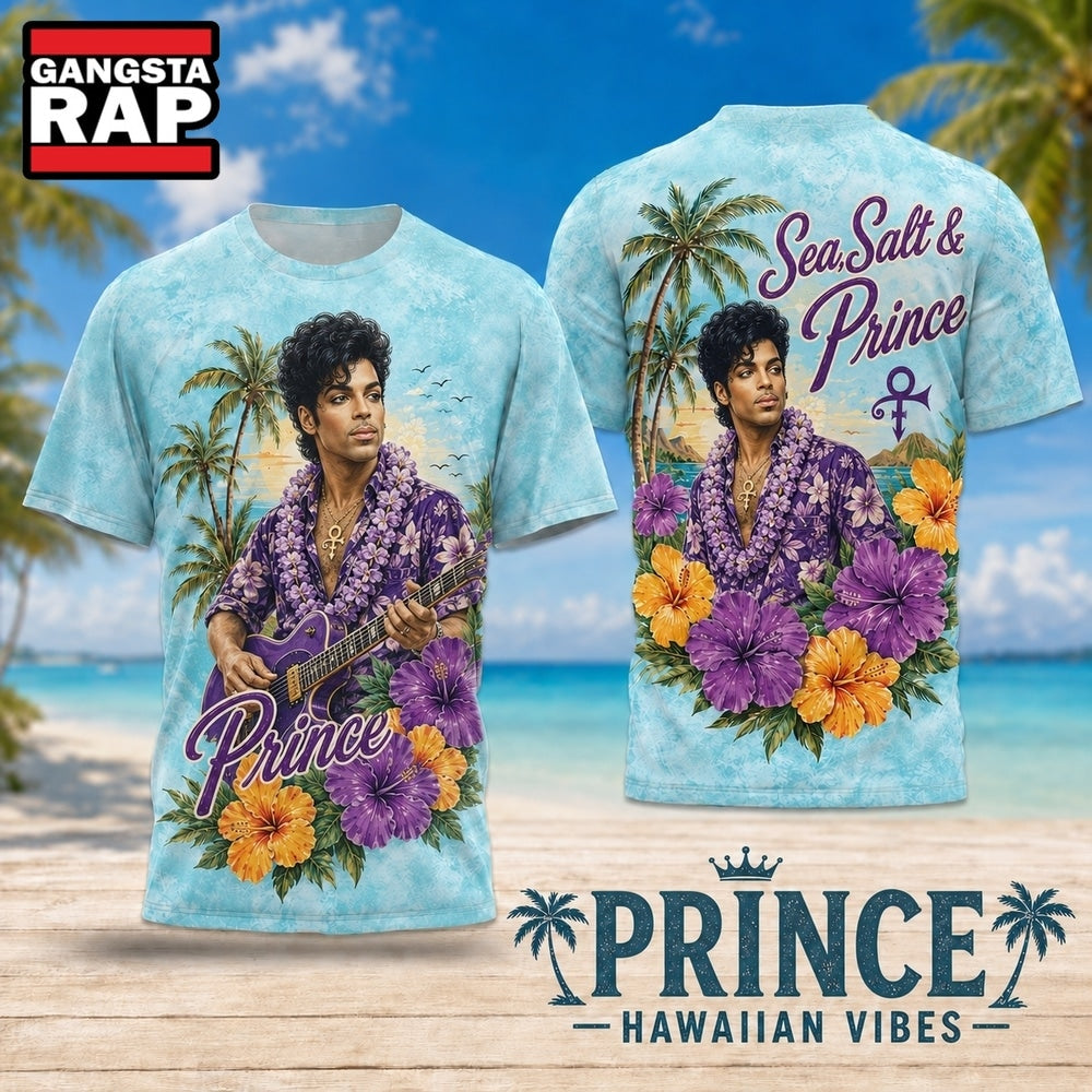 Prince Hawaiian Lei Purple Guitar 2026 3D Shirt