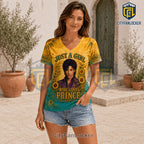 Prince Purple Rain Sunflower V-Neck Shirt