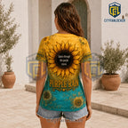 Prince Purple Rain Sunflower V-Neck Shirt