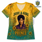 Prince Purple Rain Sunflower V-Neck Shirt
