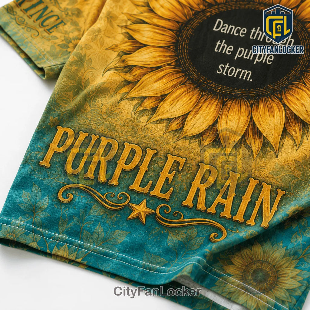 Prince Purple Rain Sunflower V-Neck Shirt