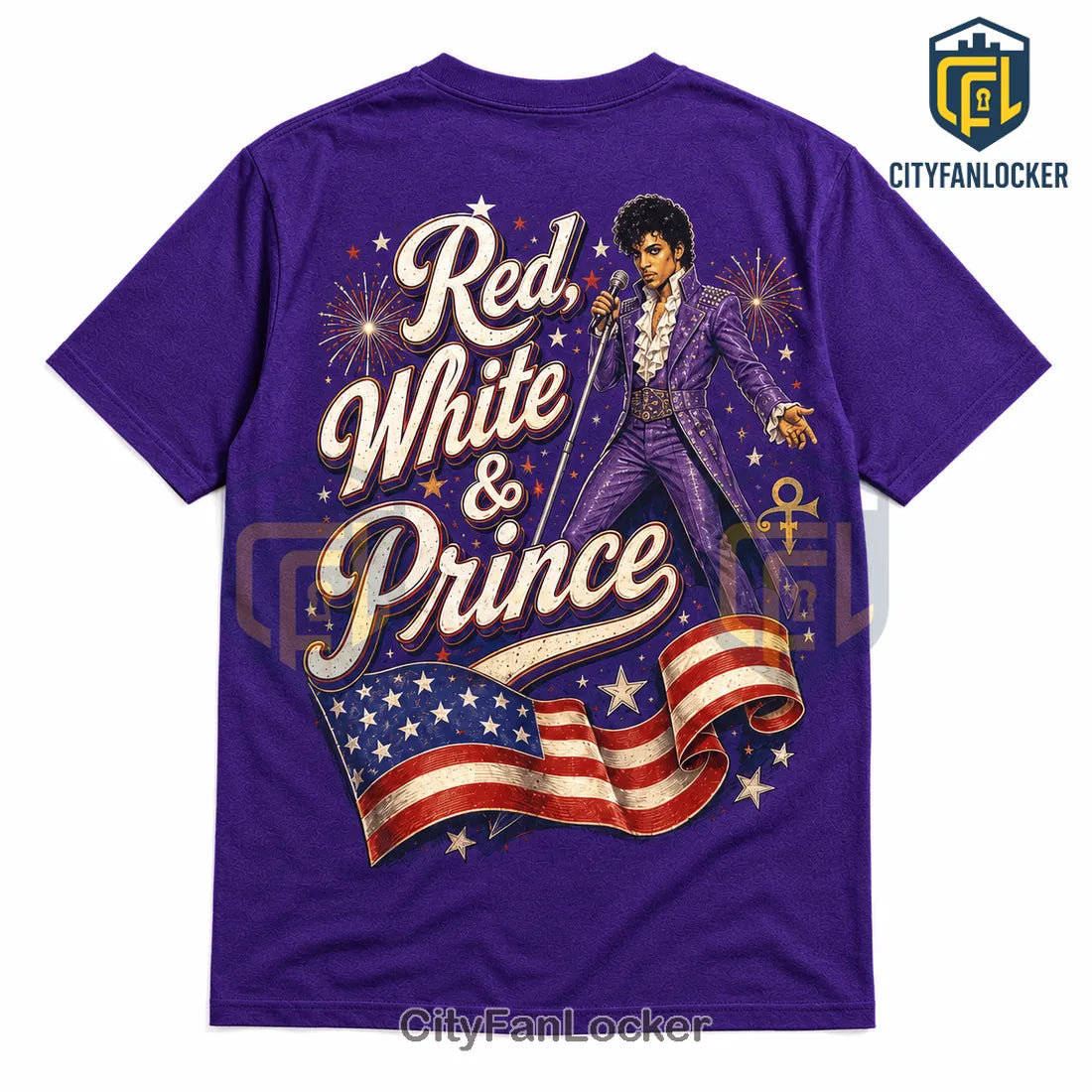 Prince Red White and Prince Premium Purple Crewneck T-Shirt