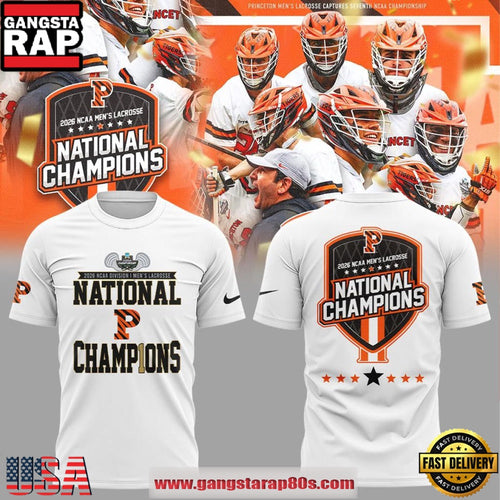 Princeton Tigers NCAA Division I Men’s Lacrosse National Champion New 2026 Version White T Shirt