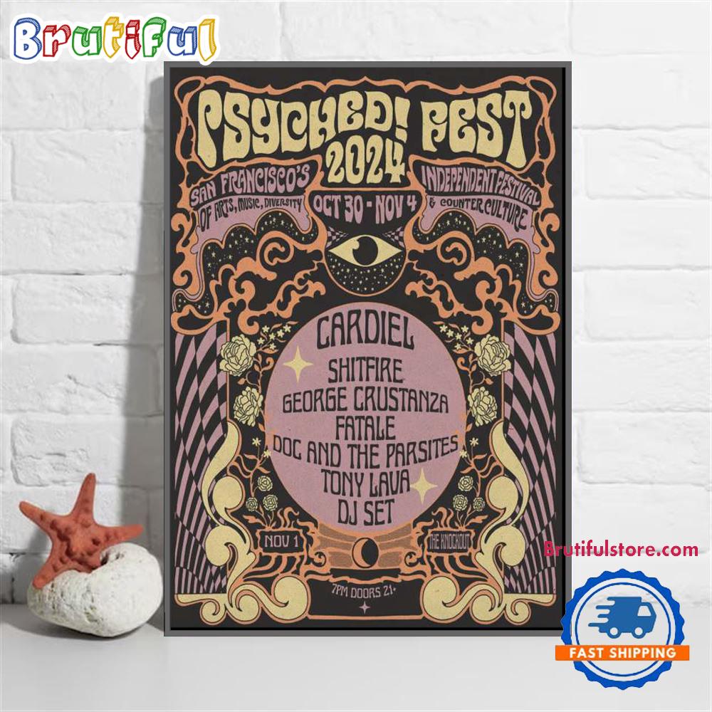 Psyched Fest Rickshaw Stop In San Francisco CA Oct 30-Nov 4 2024 Tour US Poster Canvas Art