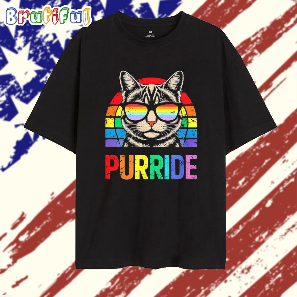 Purride ally cat LGBT Pride T Shirt