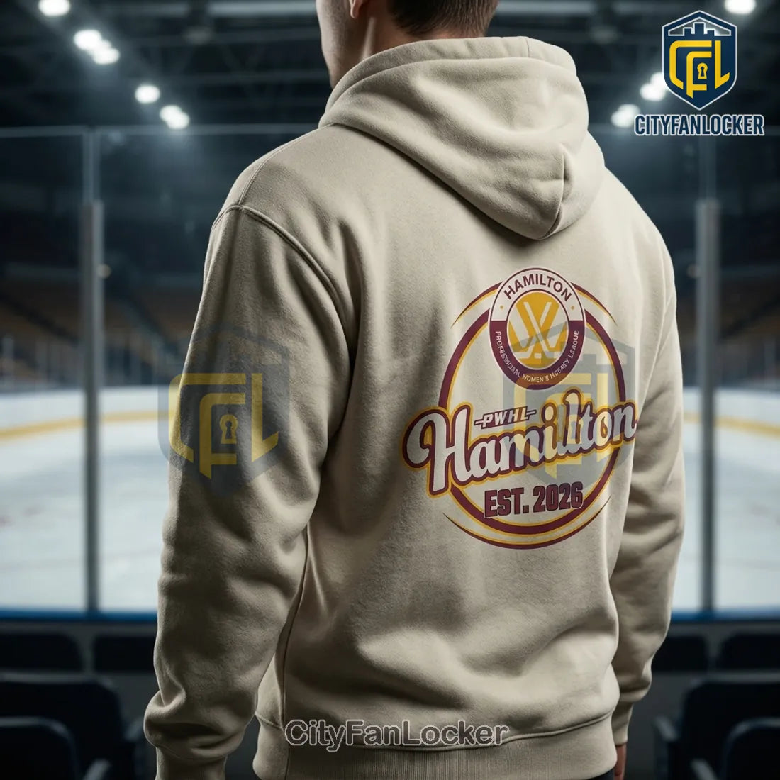 PWHL Hamilton Professional Hockey League Beige Hoodie