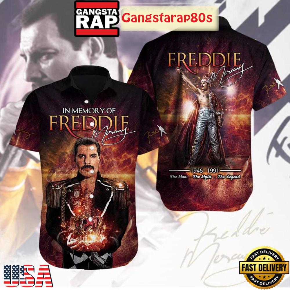 Queen In Memory Of Freddie Mercury The Man The Myth The Legend Aloha Hawaiian Shirt