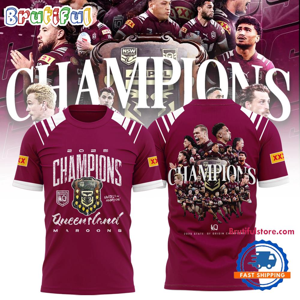 Queensland Maroons State Of Origin 2025 Champions Team Player 3D Shirt