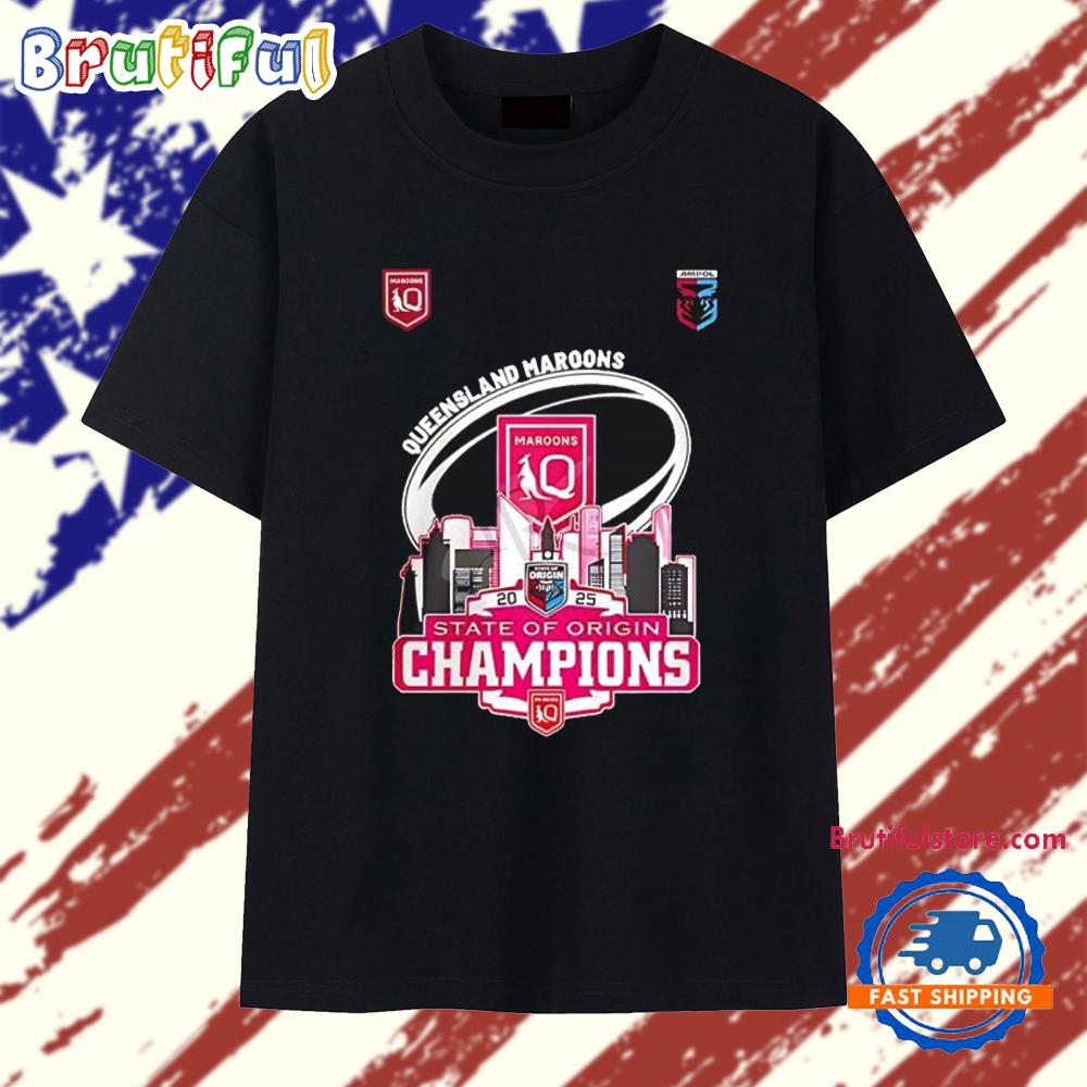 Queensland Maroons State Of Origin Champions 2025 Skyline T Shirt