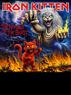 Iron Kitten The Number Of The Beast Parody Metal Cat Art Shirt