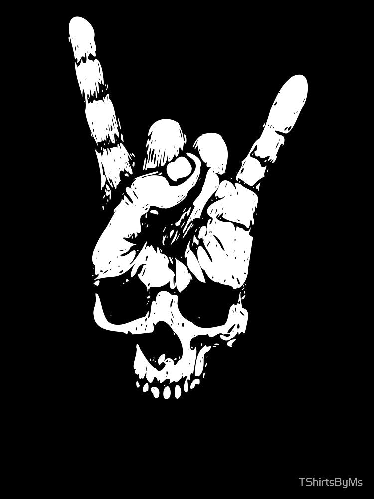 Heavy Metal Skull With Devil Horns Hand Shirt