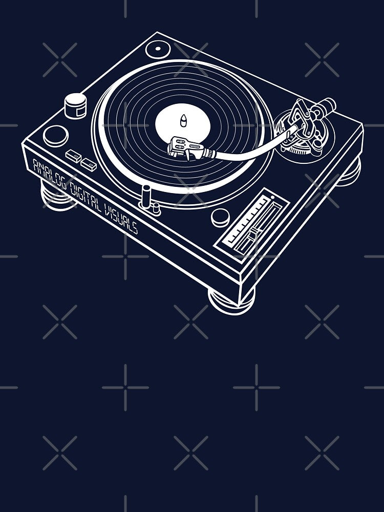 DJ Turntable Retro Graphic White Lines Note You May Need To Select A Shirt