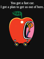 Apple Car Escape Plan Retro Cartoon Road Trip Design Shirt