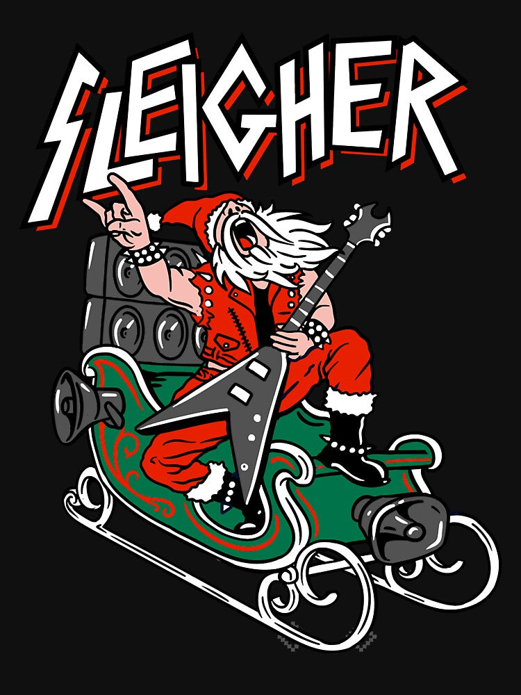 Ugly Christmas Sweater Sleigher - Heavy Metal Santa Shirt