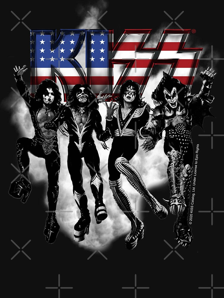 KISS The Band - Destroyer Black And White Fog USA Logo Shirt