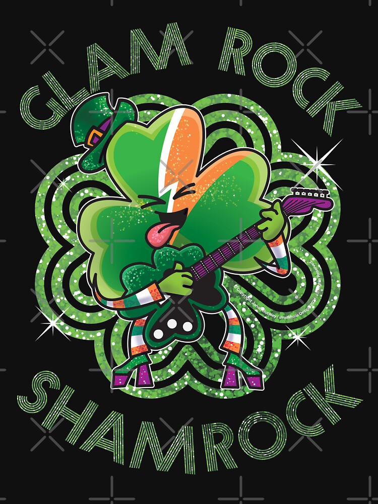 GLAM ROCK SHAMROCK - Funny St Patricks Day St Paddys Day Shirt