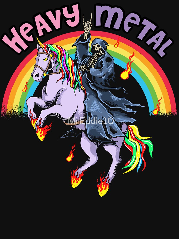 Cute Heavy Metal Rainbow Unicorn Cartoon Shirt