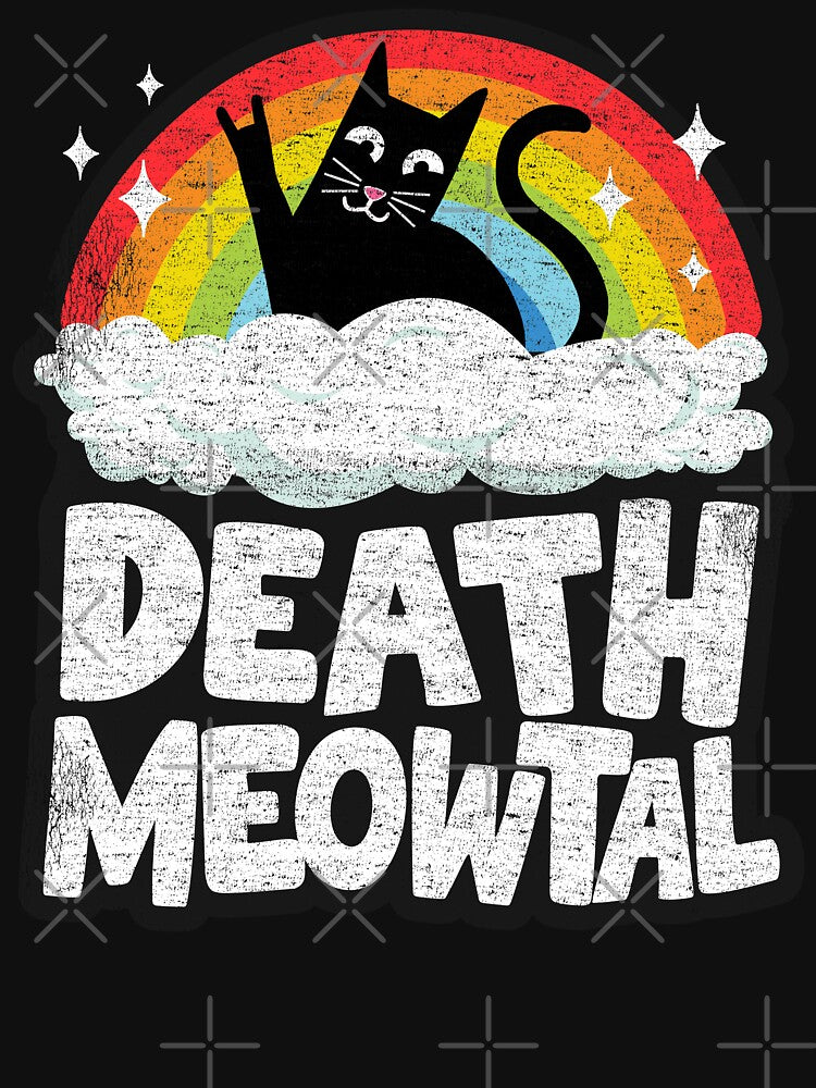 Death Meowtal Funny Cat Retro Rainbow Heavy Metal Cats Shirt