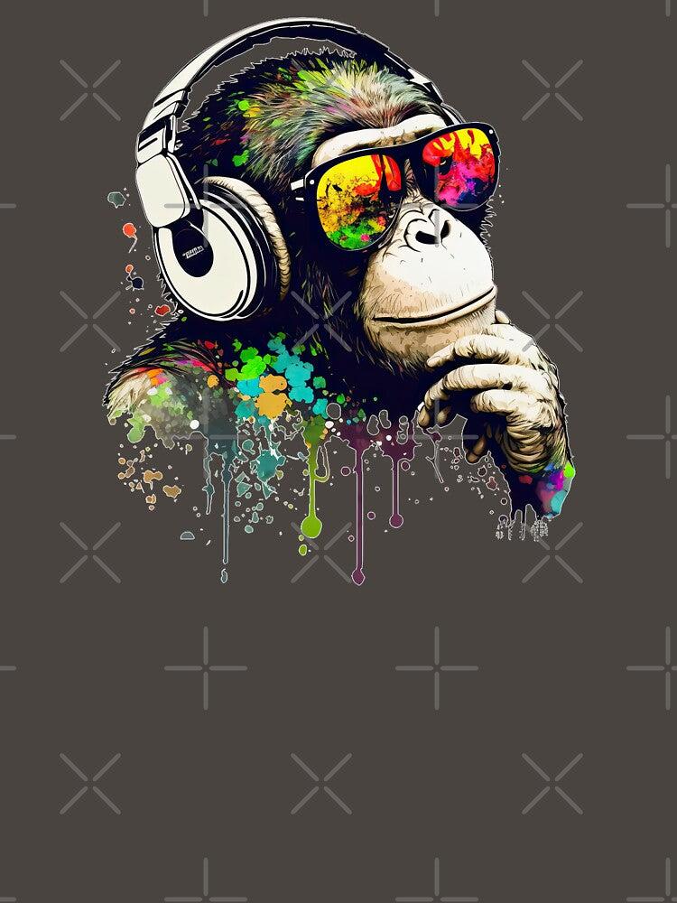Pondering Dj Chimp Color Splash Monkey Shirt