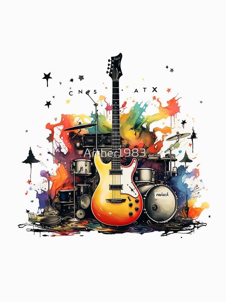 Rock Star Instruments Guitar Expressive Music Shirt