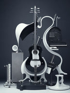 Black And White Artistic Musical Instrument Design Harmonizing Shirt