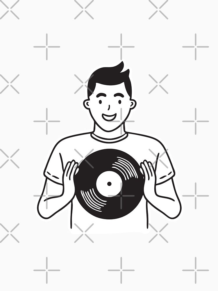 A Man Holding A Vinyl With Both Hands Shirt