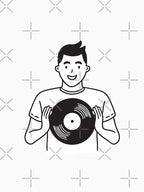 A Man Holding A Vinyl With Both Hands Shirt