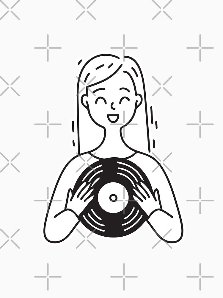 A Woman Holding A Vinyl With Both Hands Shirt
