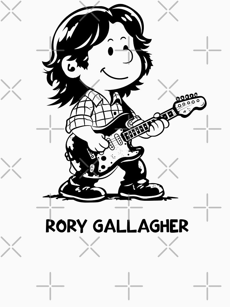 Rory Gallagher Cartoon Vintage Guitar Legend Illustration Shirt
