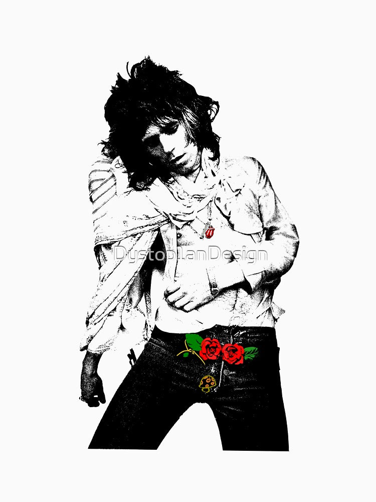 Keith Richards Roses Sketch Rolling Stones Fan Art Shirt