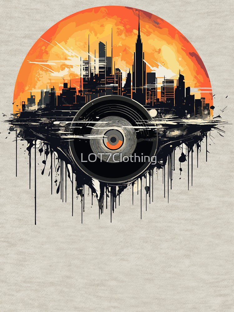 Retro Vinyl Cityscape In Beautiful Sunset Shirt