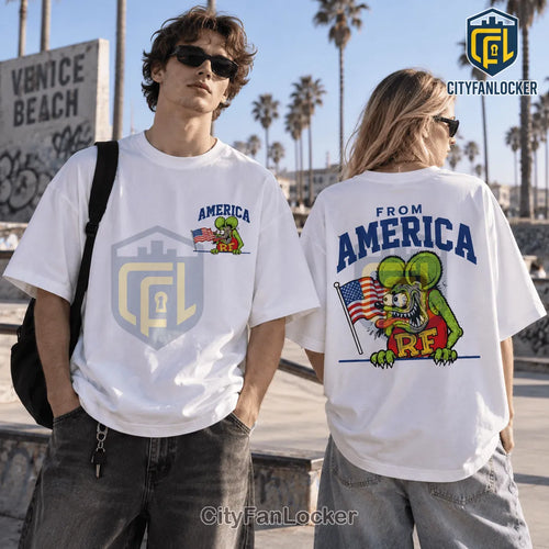 Rat Fink American Flag White T-Shirt