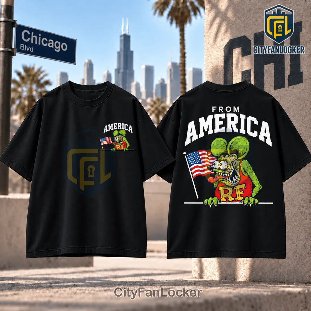 Rat Fink American Flag White T-Shirt