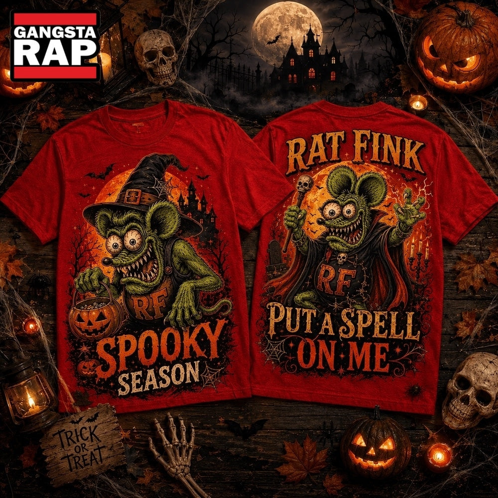 Rat Fink Witch Hat Orange Moon Halloween Spooky Season 3D Shirt , Music Trending 3D Shirt