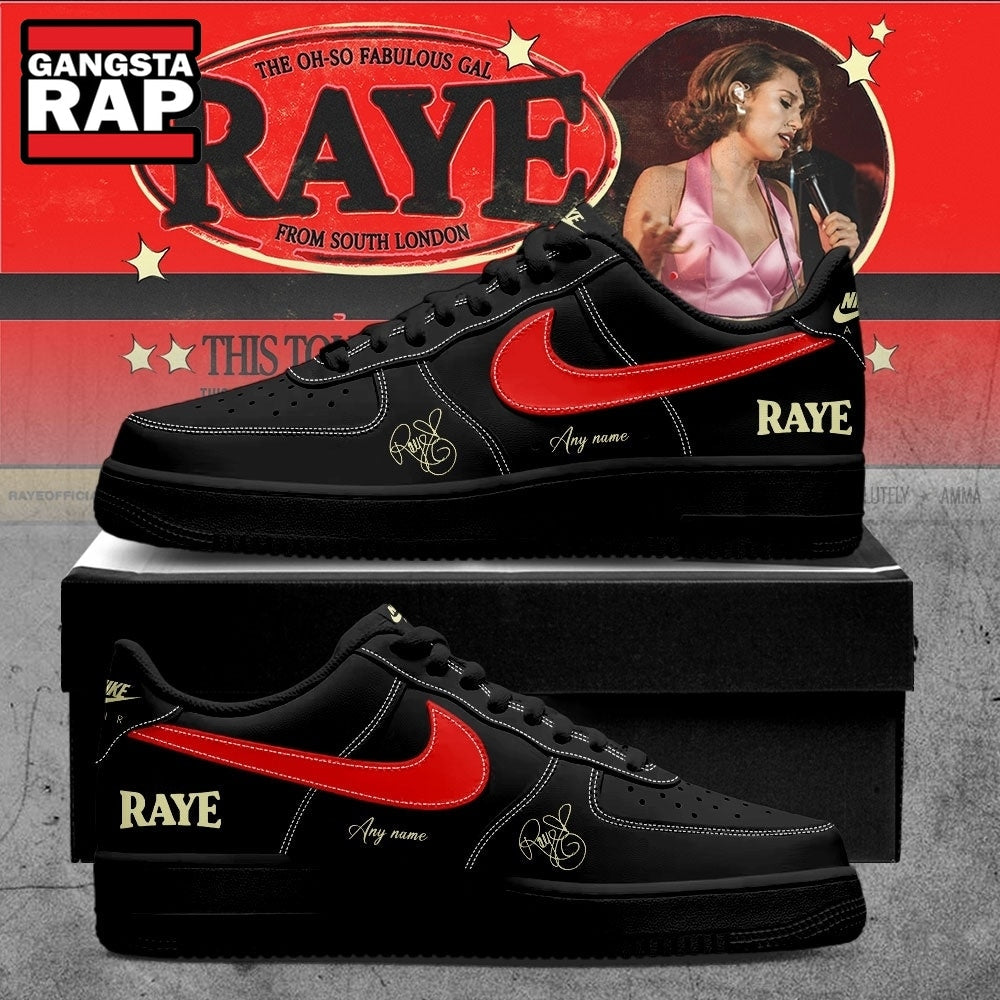 RAYE This Tour May Contain New Music Tour 2026 Custom Black Air Force 1 Shoes , Music Trending Shoes