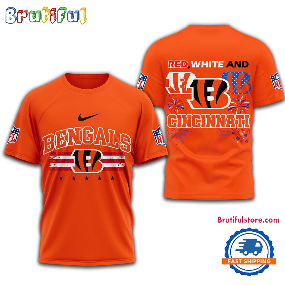 Red White And Cincinnati Bengals 2025 Football 4th Of July 3D Shirt