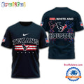 Red White And Houston Texans 2025 Football 4th Of July 3D Shirt