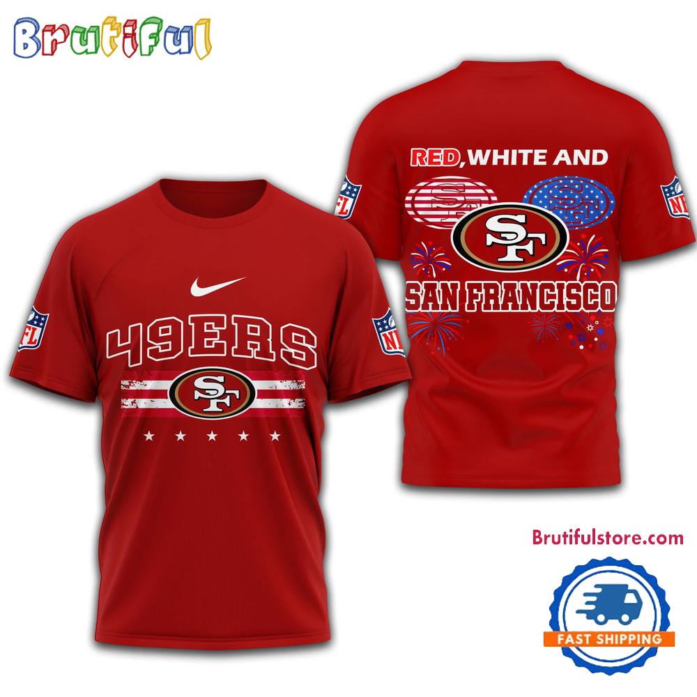 Red White And San Francisco 49ers 2025 Football 4th Of July 3D Shirt