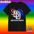 Red White Blue and Padres 4th of July T Shirt