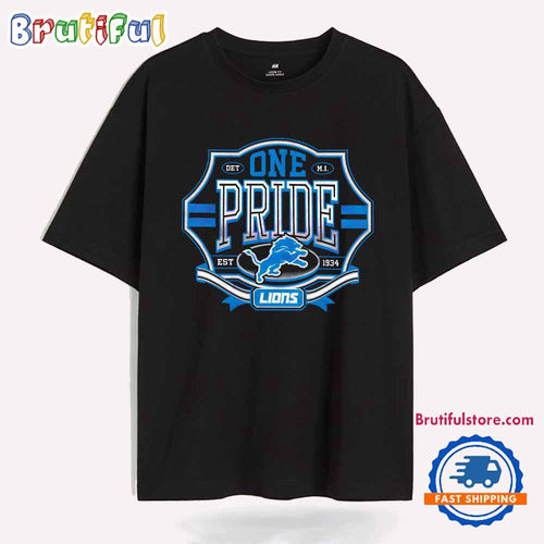 Retro One Pride Detroit Lions Est 1934 Logo T Shirt