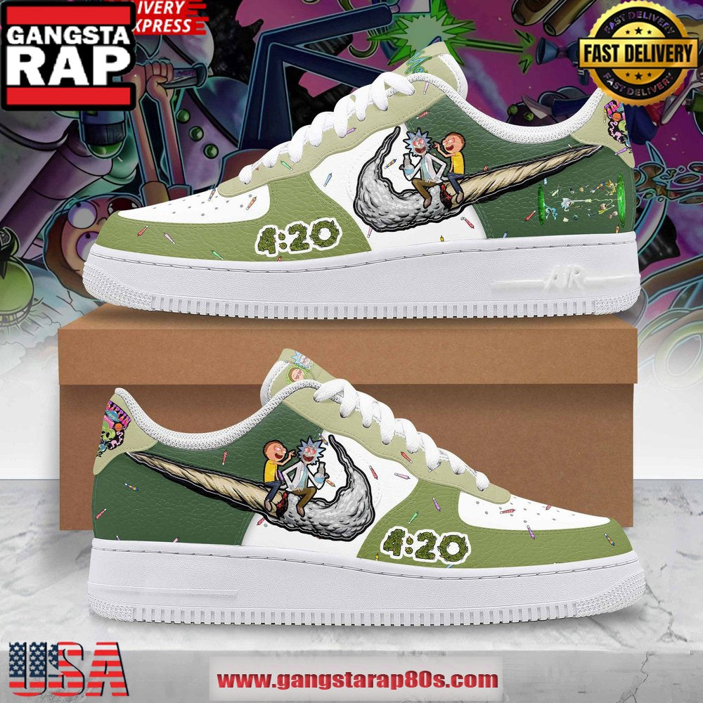 Rick and Morty Trippin 420 Limited Edition Air Force 1 Running Sneakers Shoes
