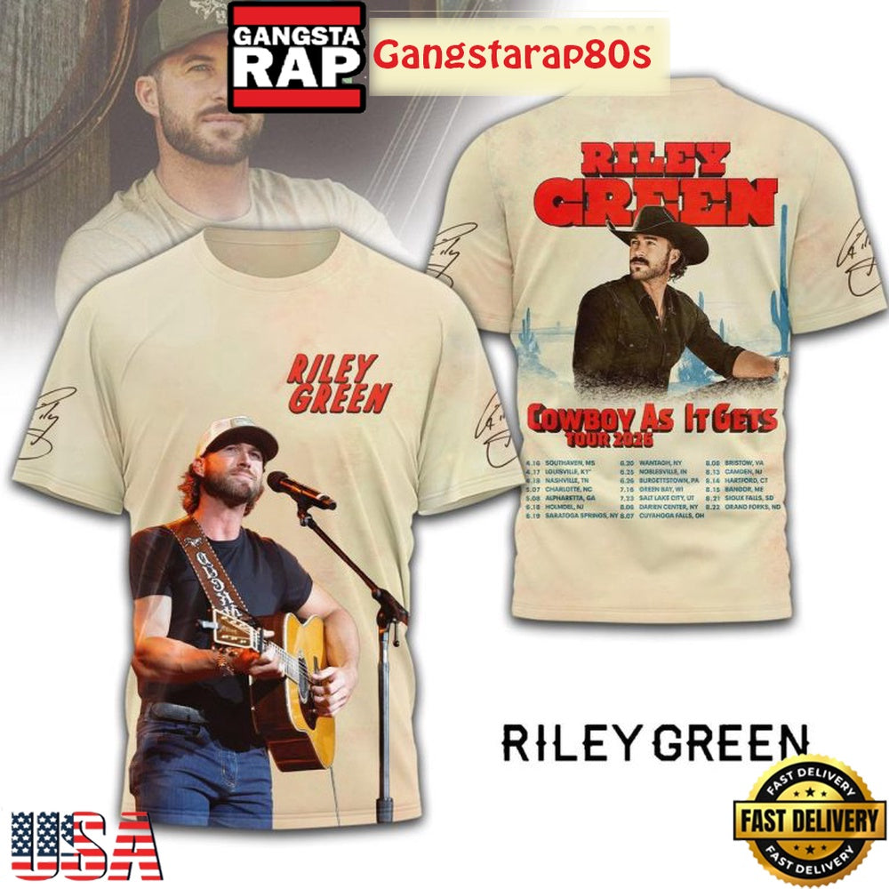 Riley Green Cowboys As It Gets Tour 2025 All Over Print Shirt