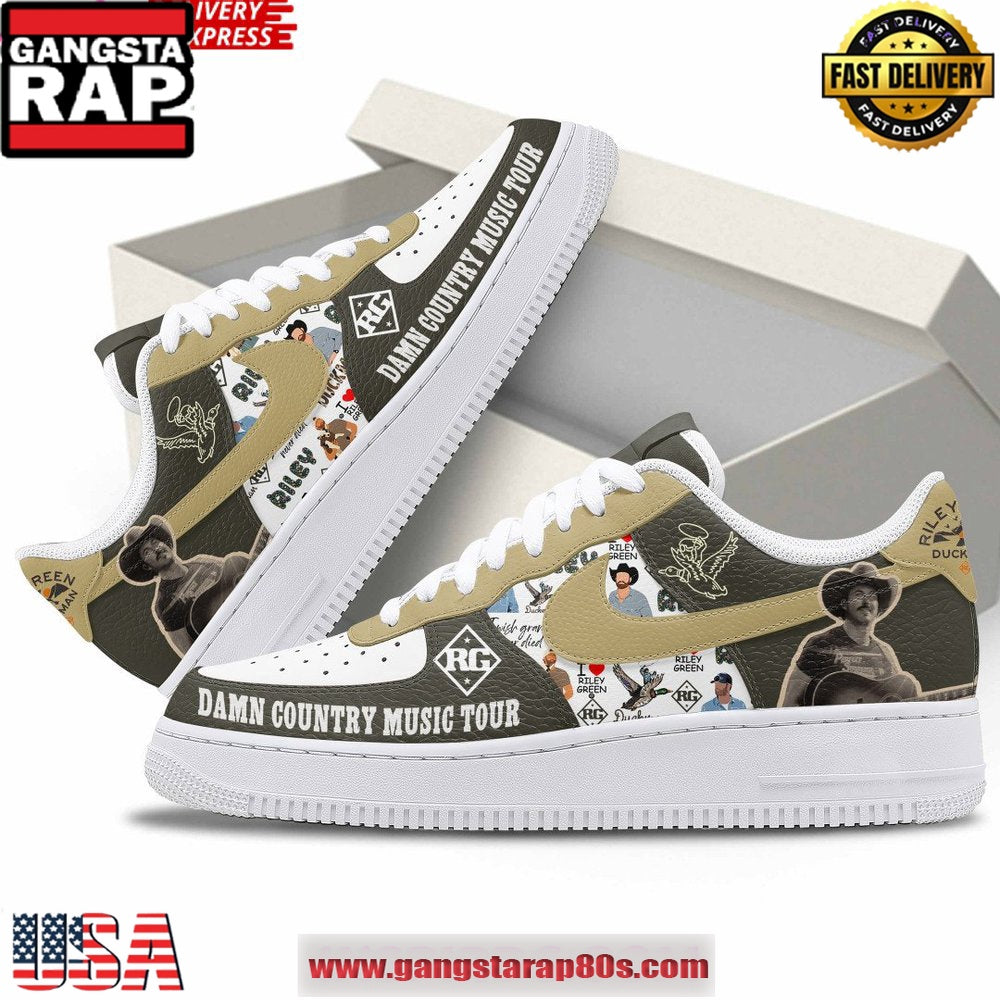Riley Green Damn Country Music Tour 2025 Air Force 1 Running Sneakers Shoes