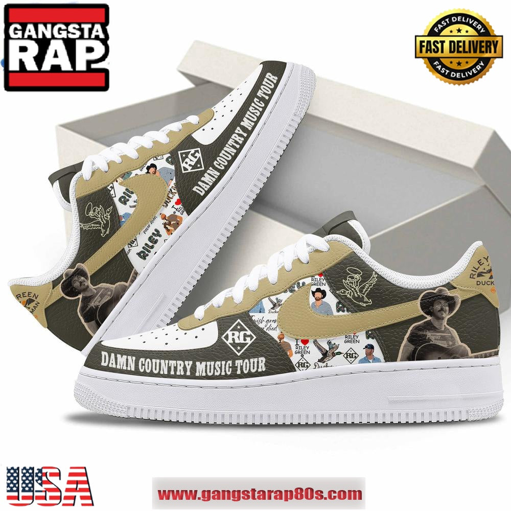 Riley Green Damn Country Music Tour Air Force 1 Running Sneakers Shoes